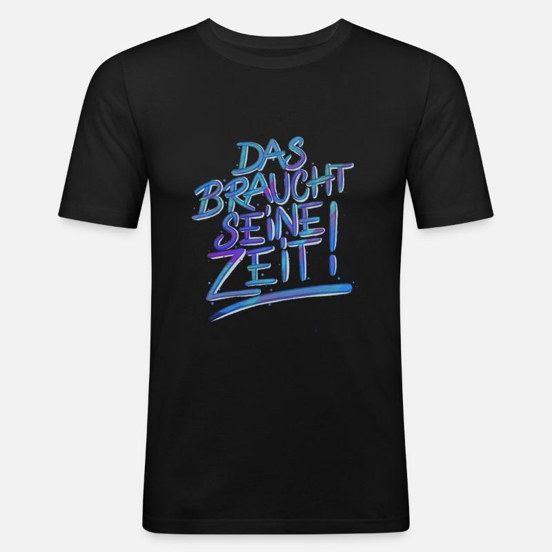 Zeit - Männer Slim Fit T-Shirt - Schwarz