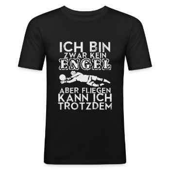 Fußball Torwart Torhüter Keeper Fliegen Geschenk - Männer Slim Fit T-Shirt - Schwarz - Vorne - Nik (191cm)