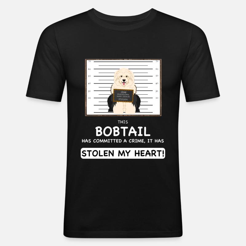 Bobtail Mugshot - Männer Slim Fit T-Shirt - Schwarz