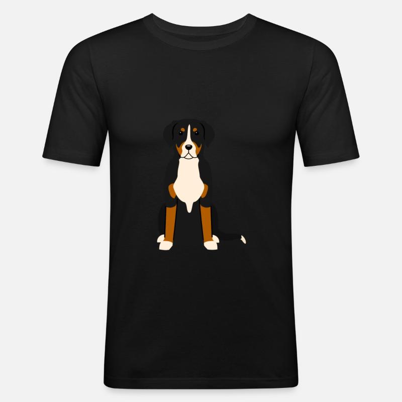 Grosser Schweizer Sennenhund - Männer Slim Fit T-Shirt - Schwarz