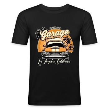 California T-Shirt| Hot rod| Vintage | Californi - Männer Slim Fit T-Shirt - Schwarz - Vorne - Nik (191cm)