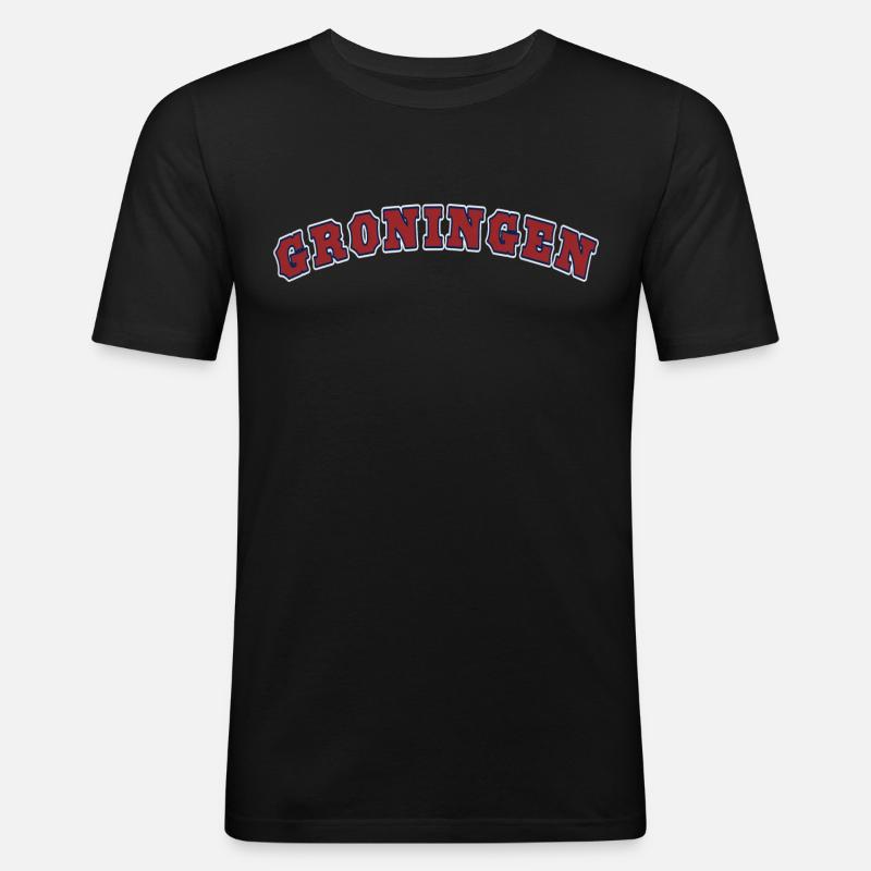 Groningen - Männer Slim Fit T-Shirt - Schwarz