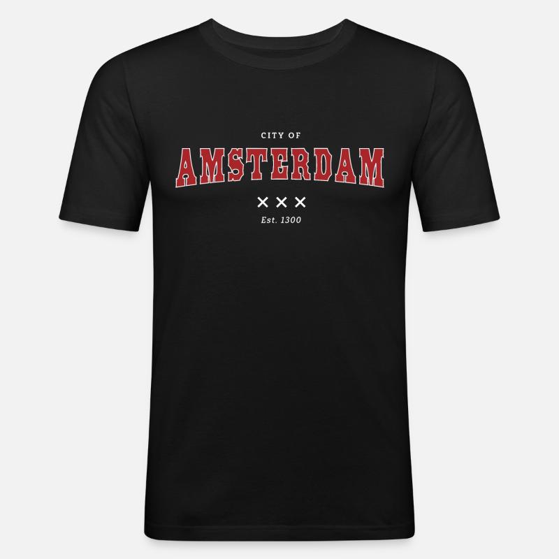 Amsterdam - Männer Slim Fit T-Shirt - Schwarz