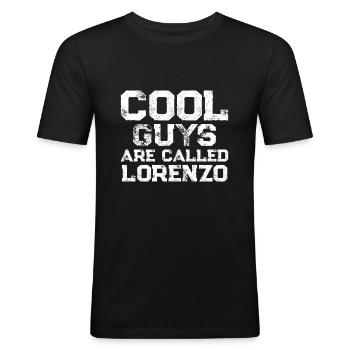 Cool guys are called Lorenzo - Men's Slim Fit T-Shirt - black - Front - Nik (191cm)