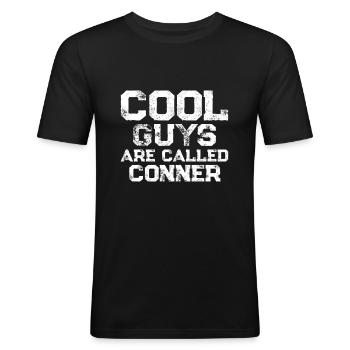 Les gars cool s’appellent Conner - T-shirt près du corps Homme - noir - Devant - Nik (191cm)
