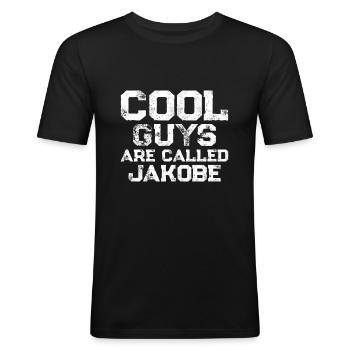 Les mecs cool s’appellent Jakobe - T-shirt près du corps Homme - noir - Devant - Nik (191cm)