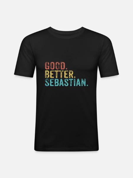 Good better Sebastian - Männer Slim Fit T-Shirt - Schwarz