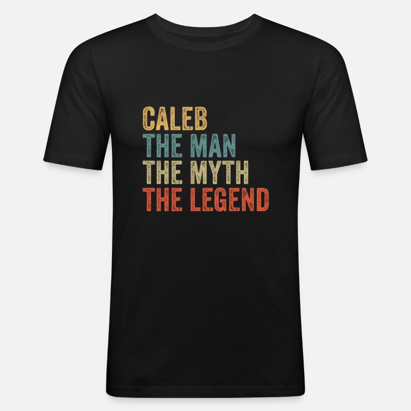 Caleb the man the myth - Männer Slim Fit T-Shirt - Schwarz