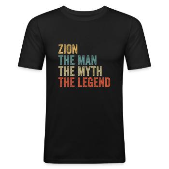 Zion the man the myth - Men's Slim Fit T-Shirt - black - Front - Nik (191cm)