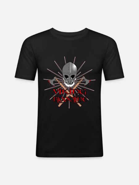 Wikinger Schädel Krieger - Männer Slim Fit T-Shirt - Schwarz