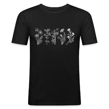 Wildblumen-Hemd, Wildblumen-T-Shirt, X69Z FLORAL - Männer Slim Fit T-Shirt - Schwarz - Vorne - Nik (191cm)