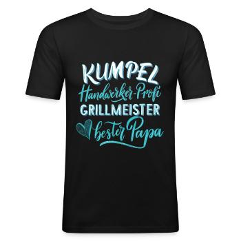 Bester Papa - Männer Slim Fit T-Shirt - Schwarz - Vorne - Nik (191cm)