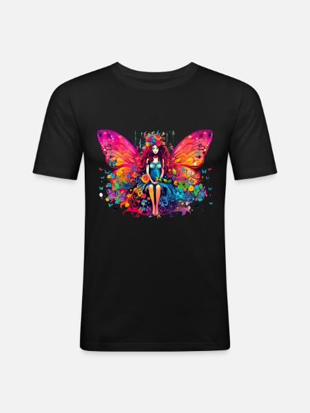 schmetterling - Männer Slim Fit T-Shirt - Schwarz