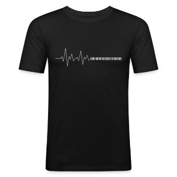 Informatiker Herzschlag Binärcode Programmierer - Männer Slim Fit T-Shirt - Schwarz - Vorne - Nik (191cm)