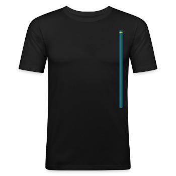 Swedish Flag Style Stripes - Men's Slim Fit T-Shirt - black - Front - Nik (191cm)