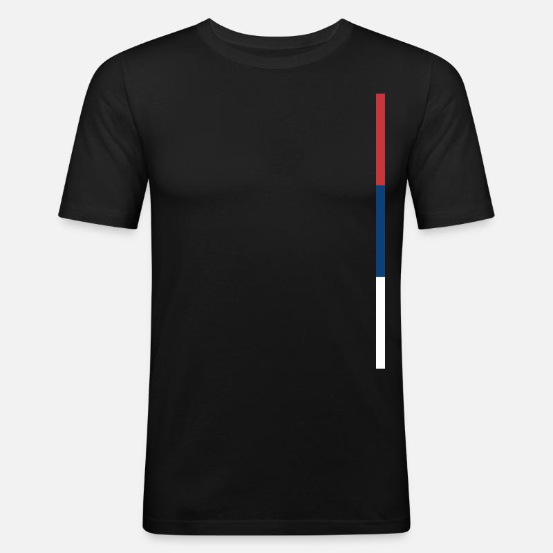 Serbien Style Streifen - Männer Slim Fit T-Shirt - Schwarz
