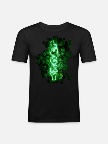 Lucky Clover - Men's Slim Fit T-Shirt - black