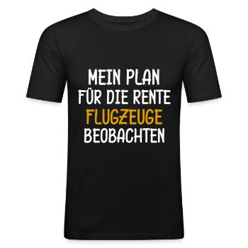 Plan Rente Flugzeuge Beobachten Geschenk Opa - Männer Slim Fit T-Shirt - Schwarz - Vorne - Nik (191cm)