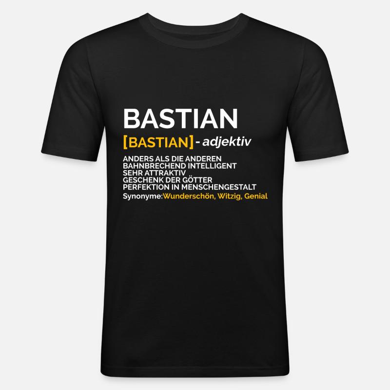 Bastian - Männer Slim Fit T-Shirt - Schwarz