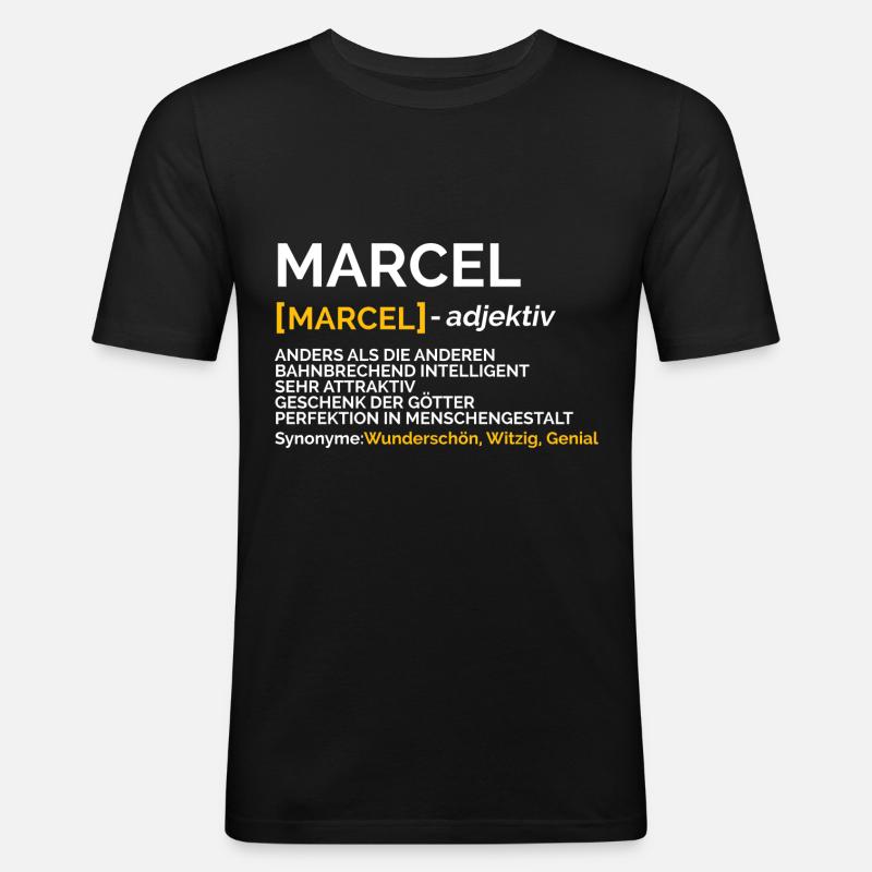 Marcel - Männer Slim Fit T-Shirt - Schwarz