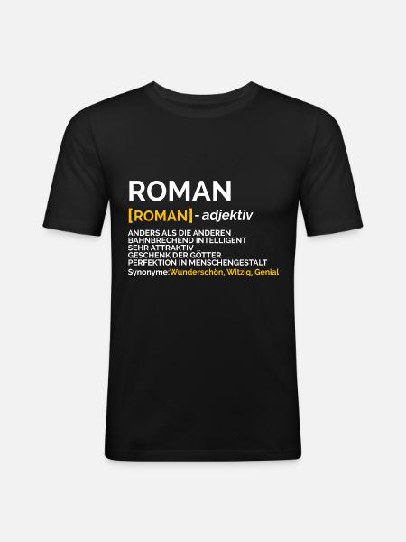 Roman - Männer Slim Fit T-Shirt - Schwarz