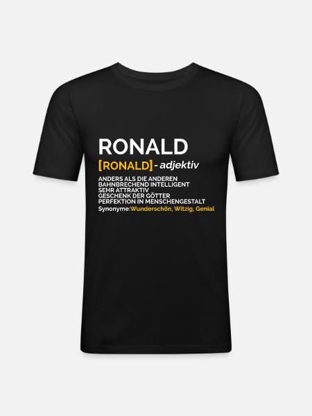 Ronald - Männer Slim Fit T-Shirt - Schwarz