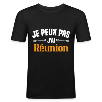 Ich kann kein Wiedersehen - Männer Slim Fit T-Shirt - Schwarz - Vorne - Nik (191cm)