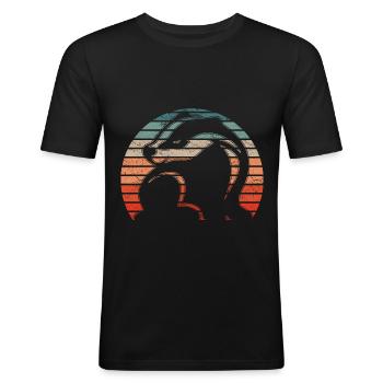 Retro Honigdachs Vintage Honigdachs - Männer Slim Fit T-Shirt - Schwarz - Vorne - Nik (191cm)