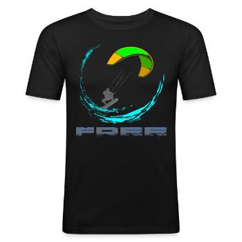 Kitesurfing - Men's Slim Fit T-Shirt - black - Front - Nik (191cm)