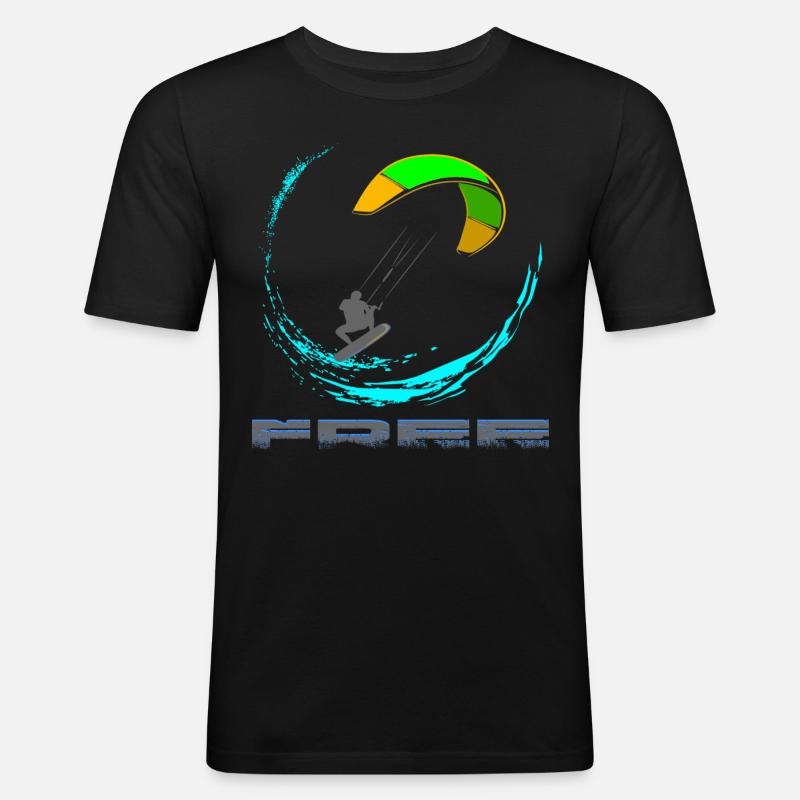 Kitesurf - Männer Slim Fit T-Shirt - Schwarz