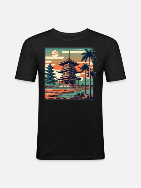 Japanese - Männer Slim Fit T-Shirt - Schwarz