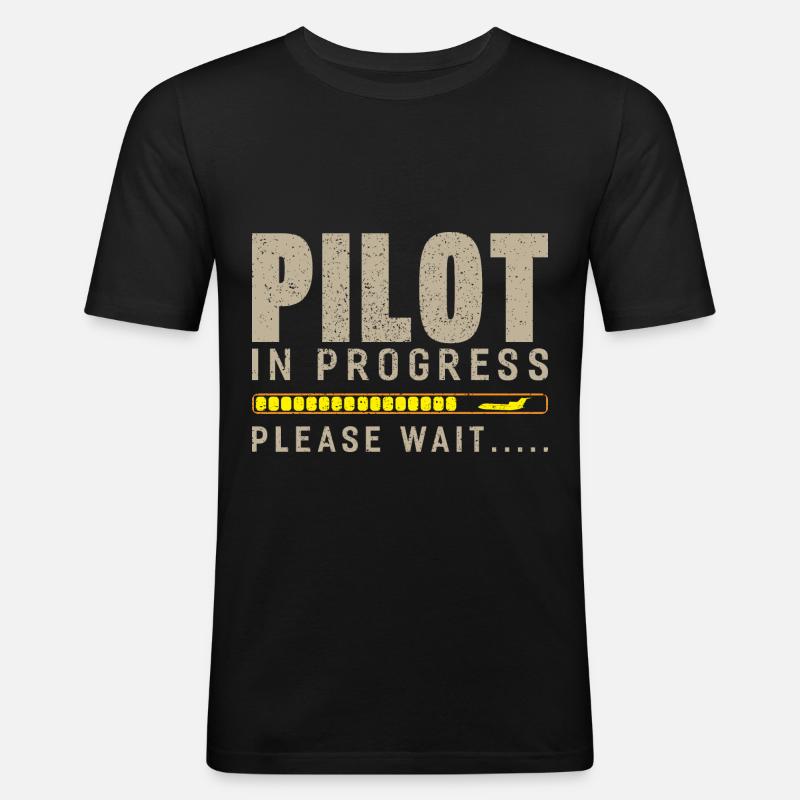 Pilot - Männer Slim Fit T-Shirt - Schwarz