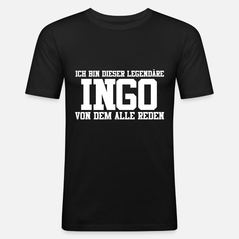 Ingo Name Design - Männer Slim Fit T-Shirt - Schwarz