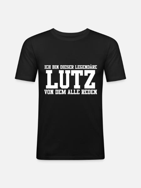 Lutz Name Design - Männer Slim Fit T-Shirt - Schwarz