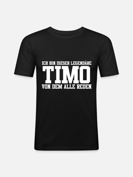 Timo Name Design - Männer Slim Fit T-Shirt - Schwarz