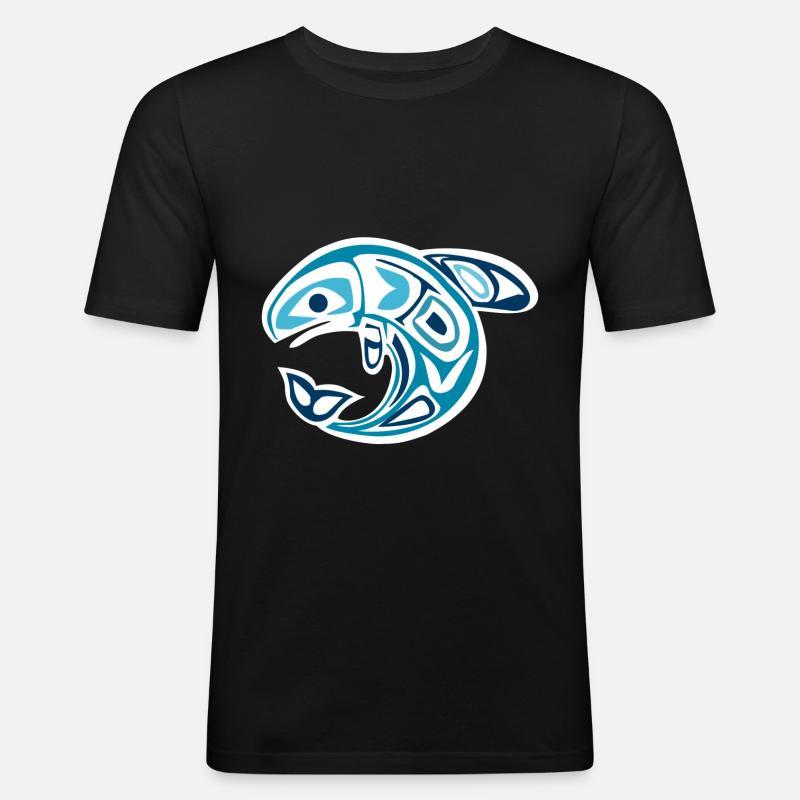 Wal - Männer Slim Fit T-Shirt - Schwarz