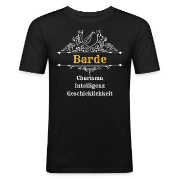 Barde | Dungeons n Dragons, DSA, RPG - Männer Slim Fit T-Shirt - Schwarz - Vorne - Nik (191cm)