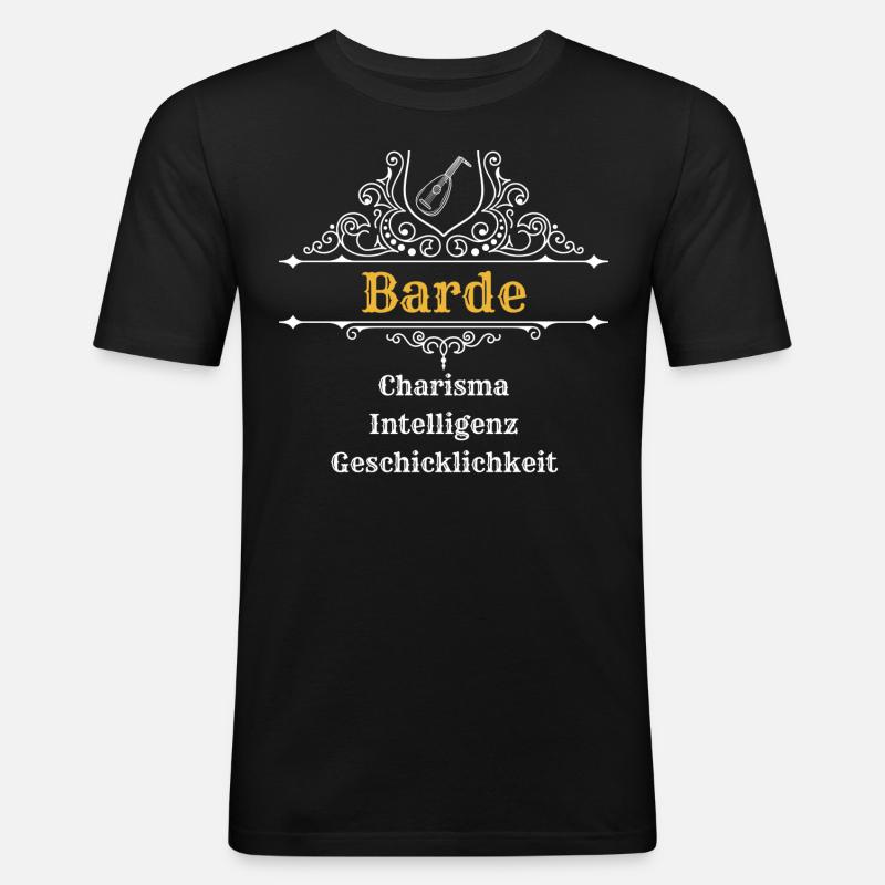Barde | Dungeons n Dragons, DSA, RPG - Männer Slim Fit T-Shirt - Schwarz