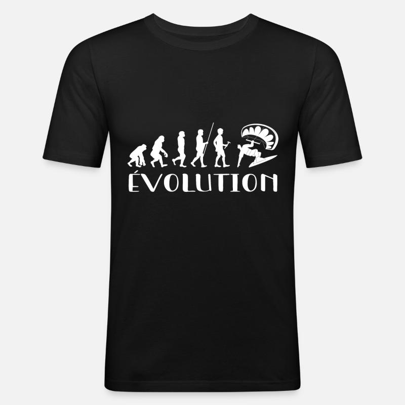 Évolution Du Singe Au surfeur - T-shirt près du corps Homme - noir