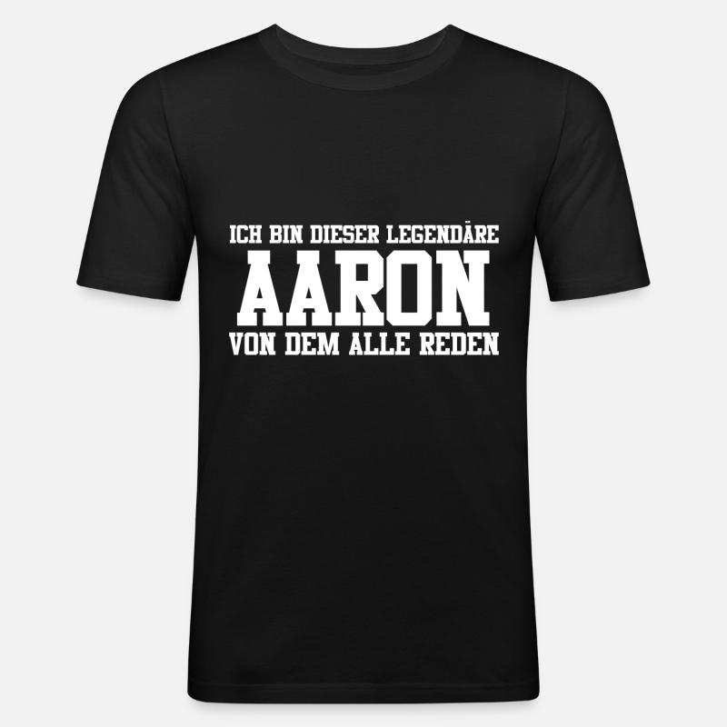 Aaron Name Design - Männer Slim Fit T-Shirt - Schwarz
