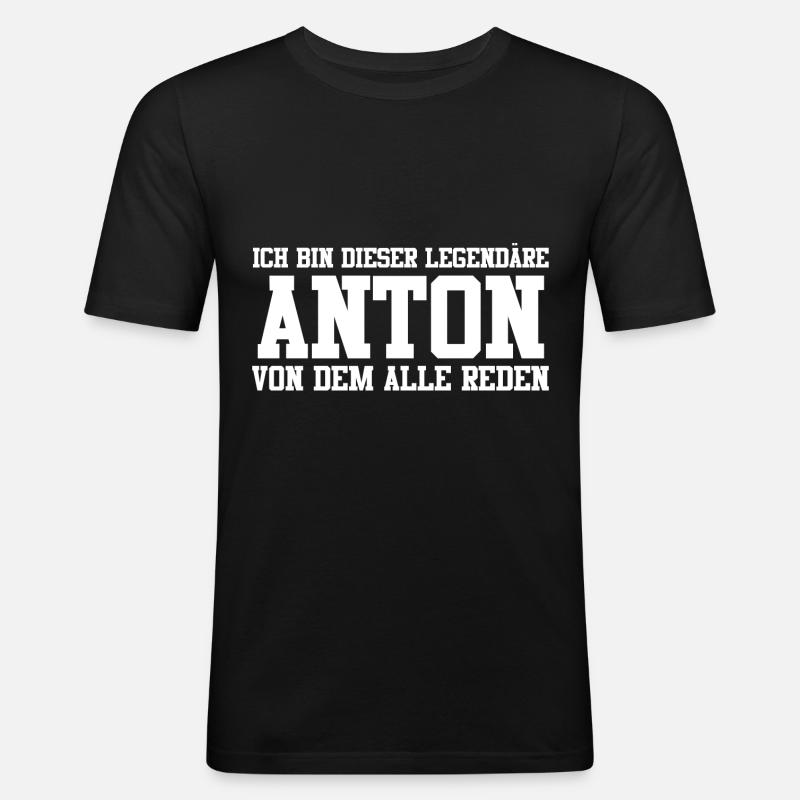 Anton Name Design - Männer Slim Fit T-Shirt - Schwarz