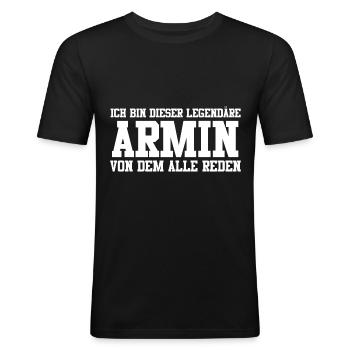 Armin Name Design - Männer Slim Fit T-Shirt - Schwarz - Vorne - Nik (191cm)