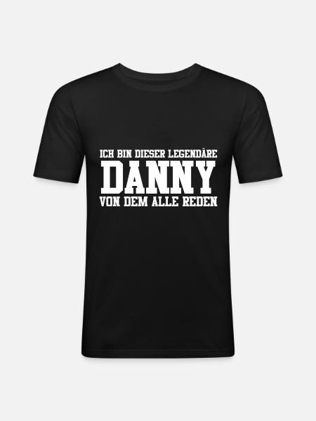 Danny Name Design - Männer Slim Fit T-Shirt - Schwarz