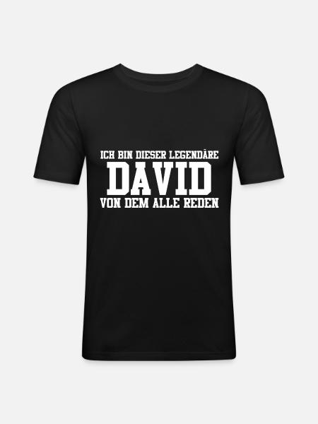 David Name Design - Männer Slim Fit T-Shirt - Schwarz