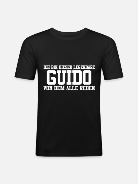 Guido Name Design - Männer Slim Fit T-Shirt - Schwarz