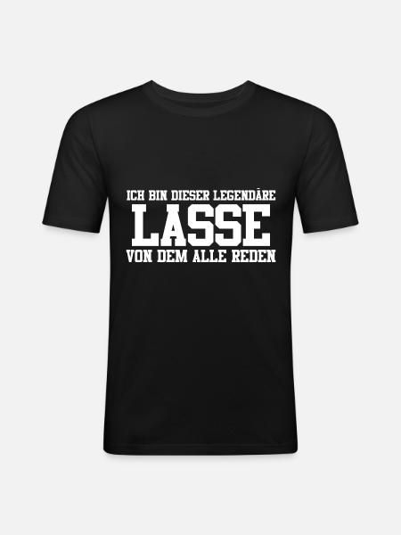 Lasse Name Design - Männer Slim Fit T-Shirt - Schwarz
