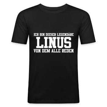 Linus Name Design - Männer Slim Fit T-Shirt - Schwarz - Vorne - Nik (191cm)