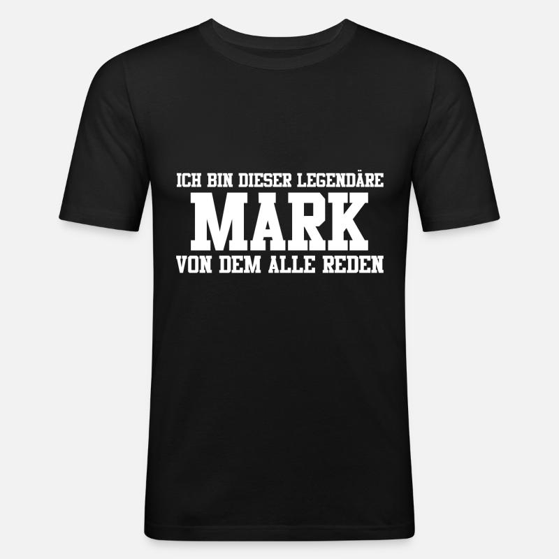 Mark Name Design - Männer Slim Fit T-Shirt - Schwarz