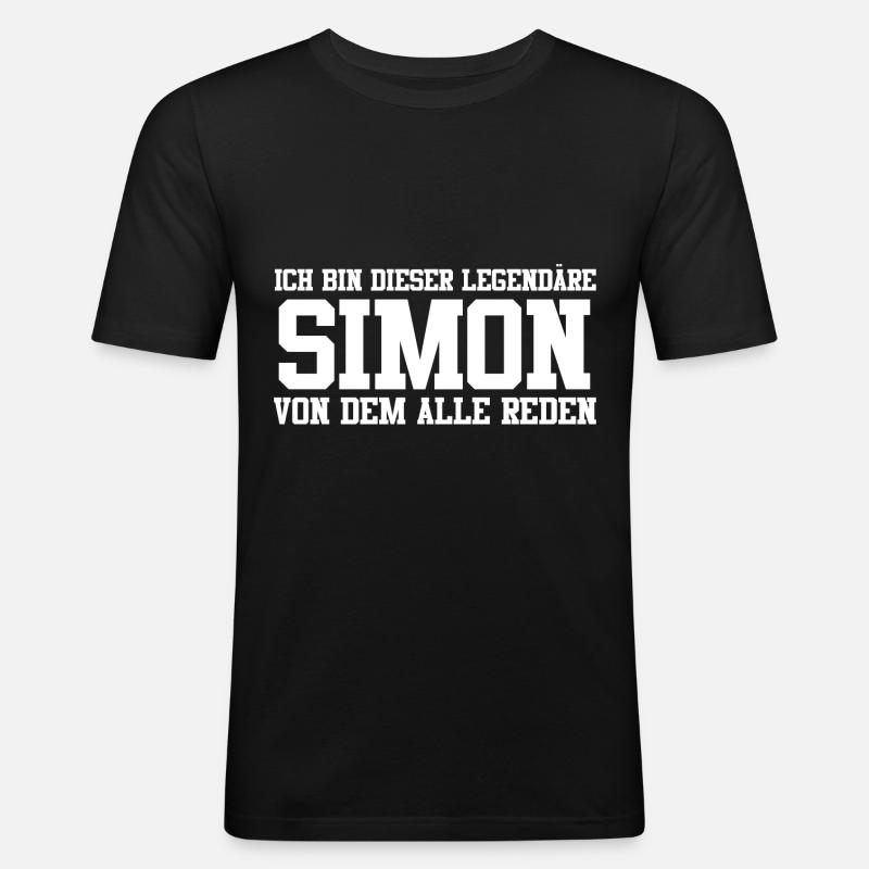 Simon Name Design - Männer Slim Fit T-Shirt - Schwarz