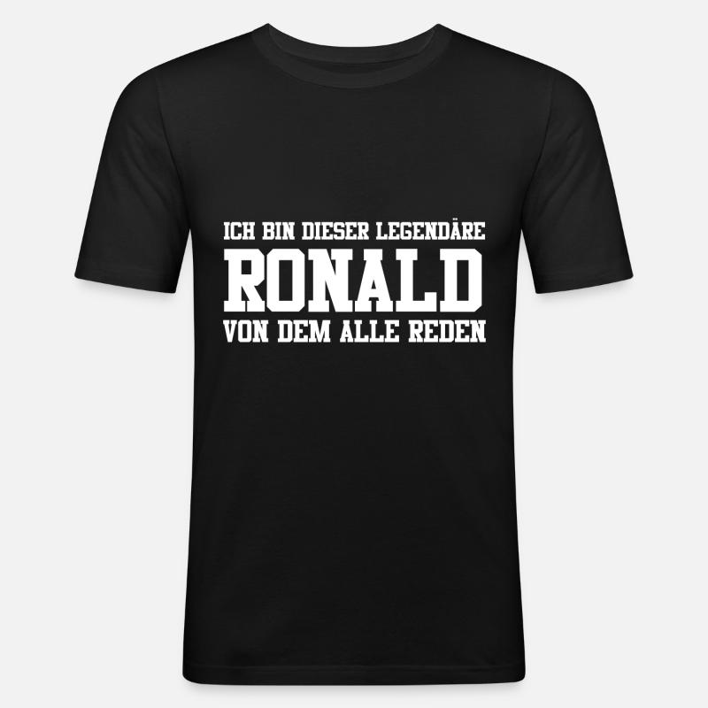 Ronald Name Design - Männer Slim Fit T-Shirt - Schwarz